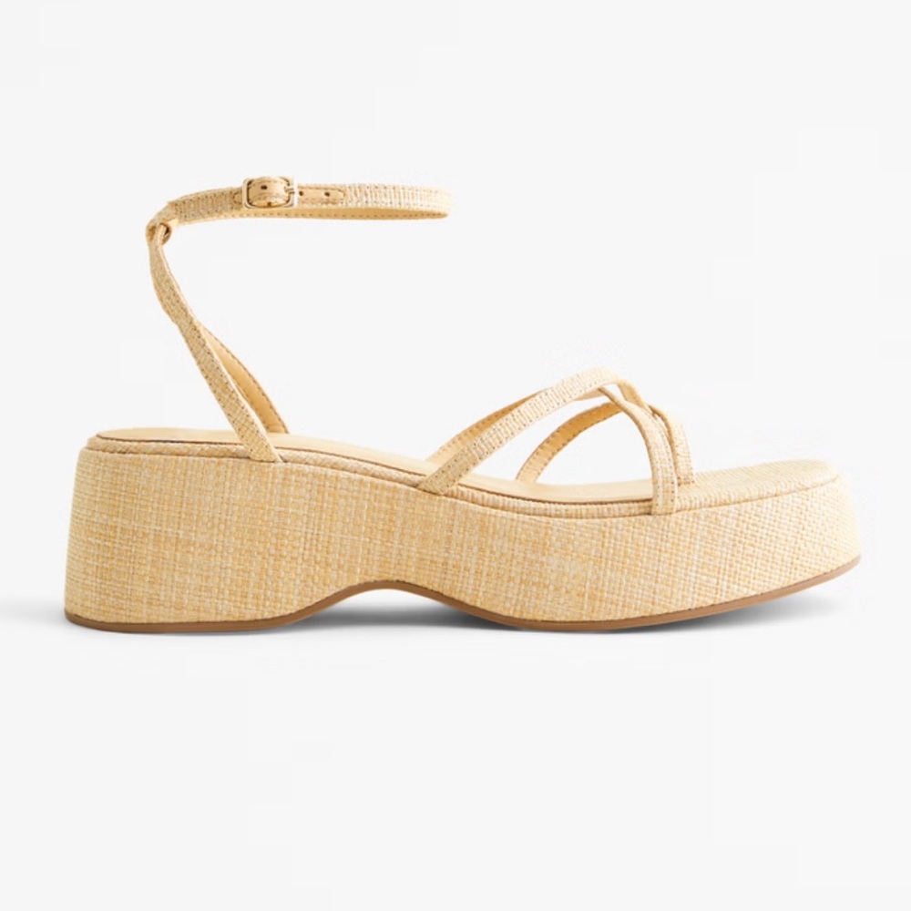 Abercrombie & Fitch everyday platform heels straw- size 7